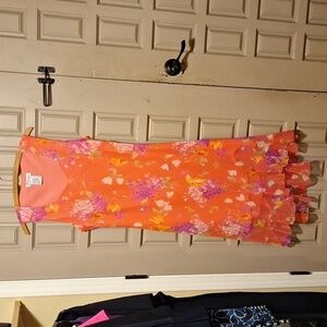 Vintage dress barn floral rufflehem. Sleeveless Sweetheart neck